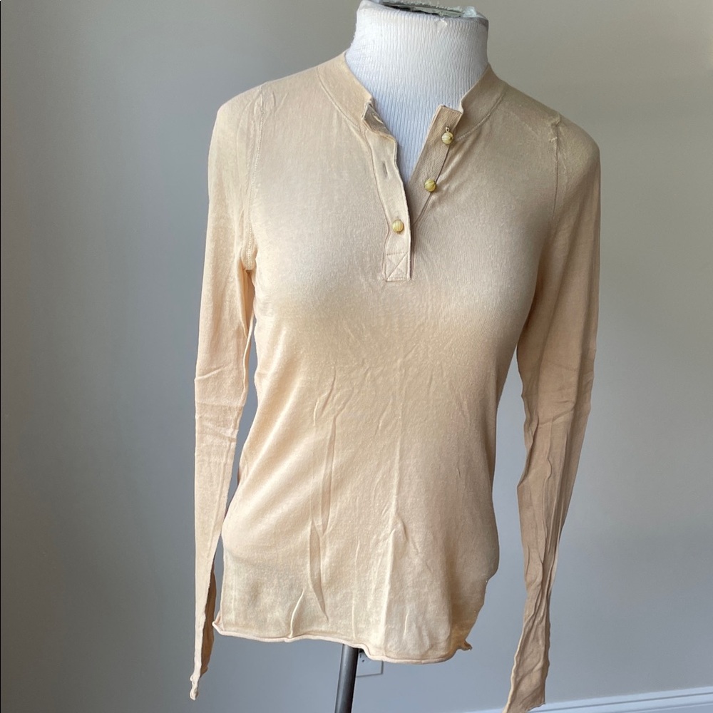 GENERRA Cream Long Sleeve Top with Button Details